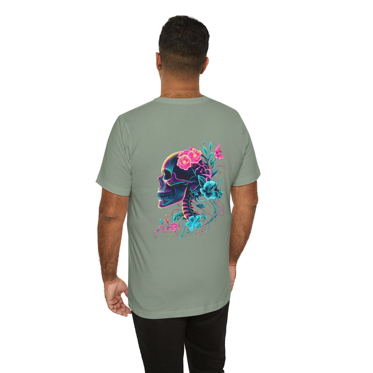 Men's Neon Skull & Flower T-Shirt