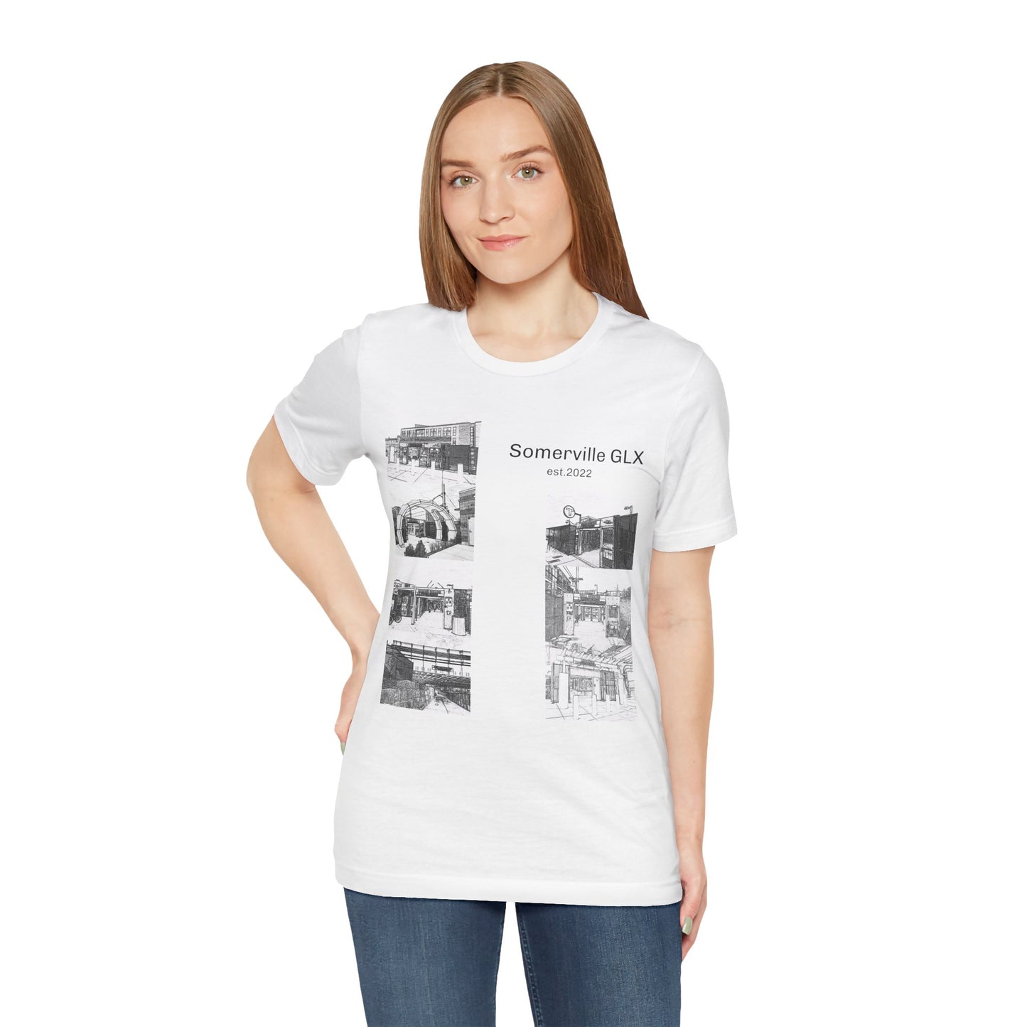 Somerville GLX Unisex Jersey Tee - Artistic Cityscape Design